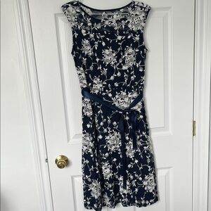 Candalite Navy and White Floral Midi Dress
